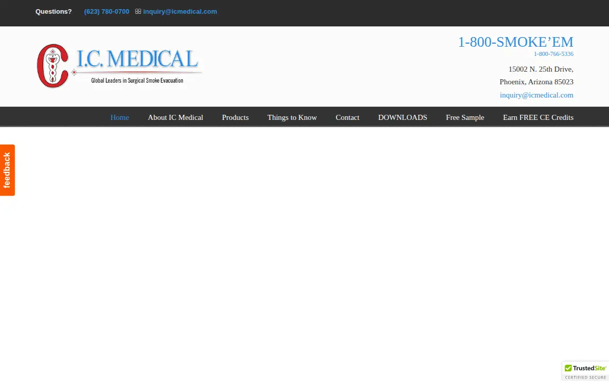 Homepage of I.c. Medical, INC.