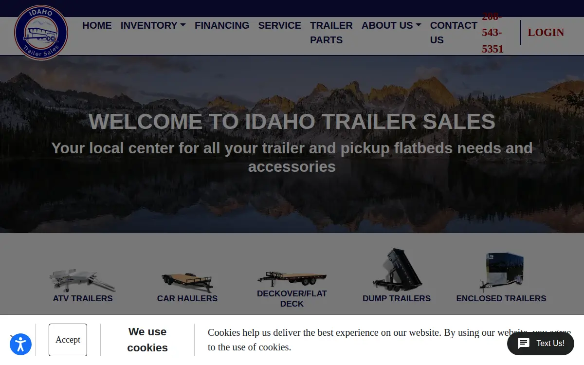 Homepage of Idaho Trailer Sales INC