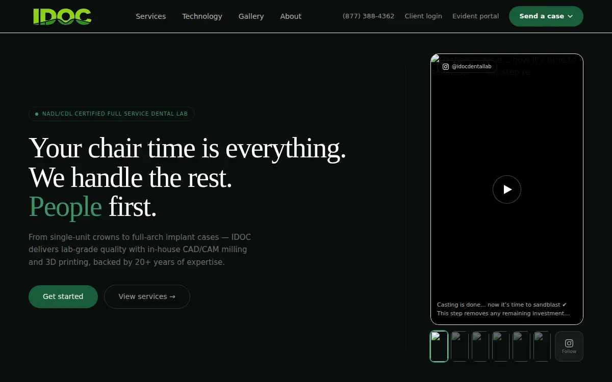 Homepage of Idoc Dental Lab, INC.