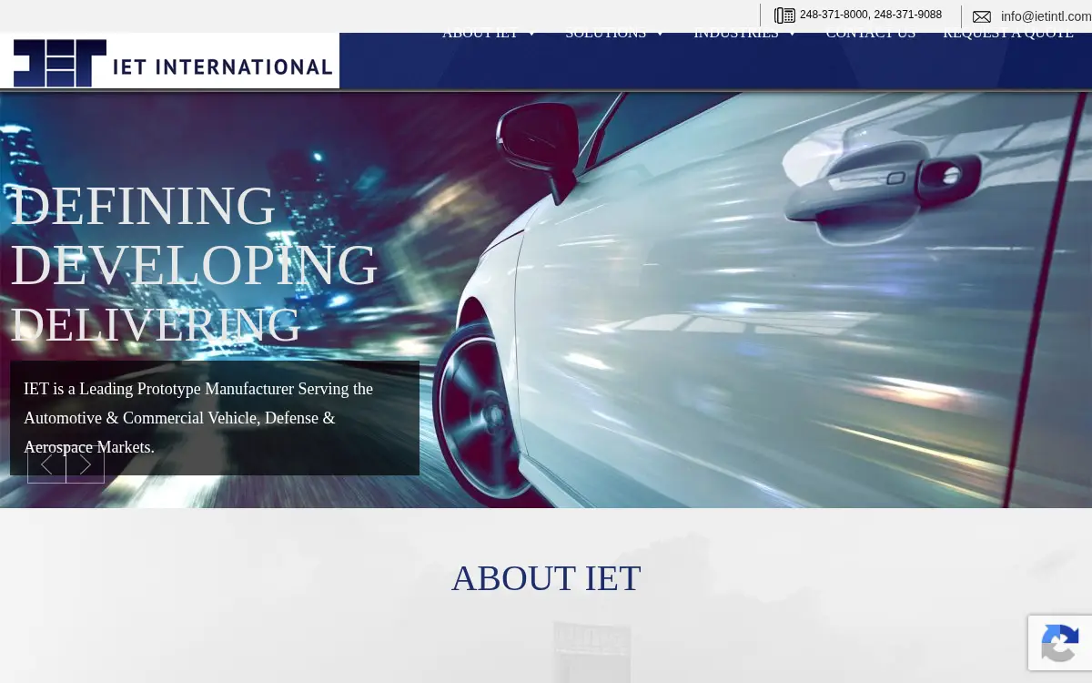 Homepage of Industrial Experimental Technologies, LLC