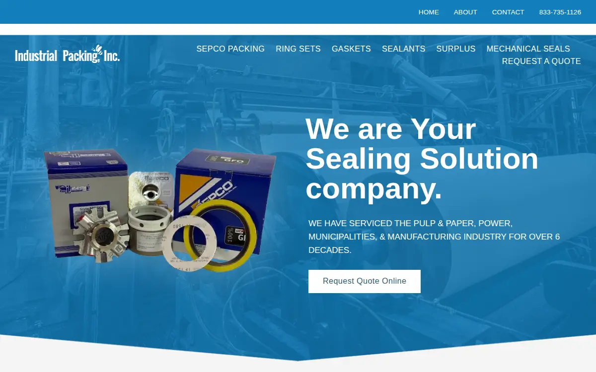 Homepage of Industrial Packing INC.
