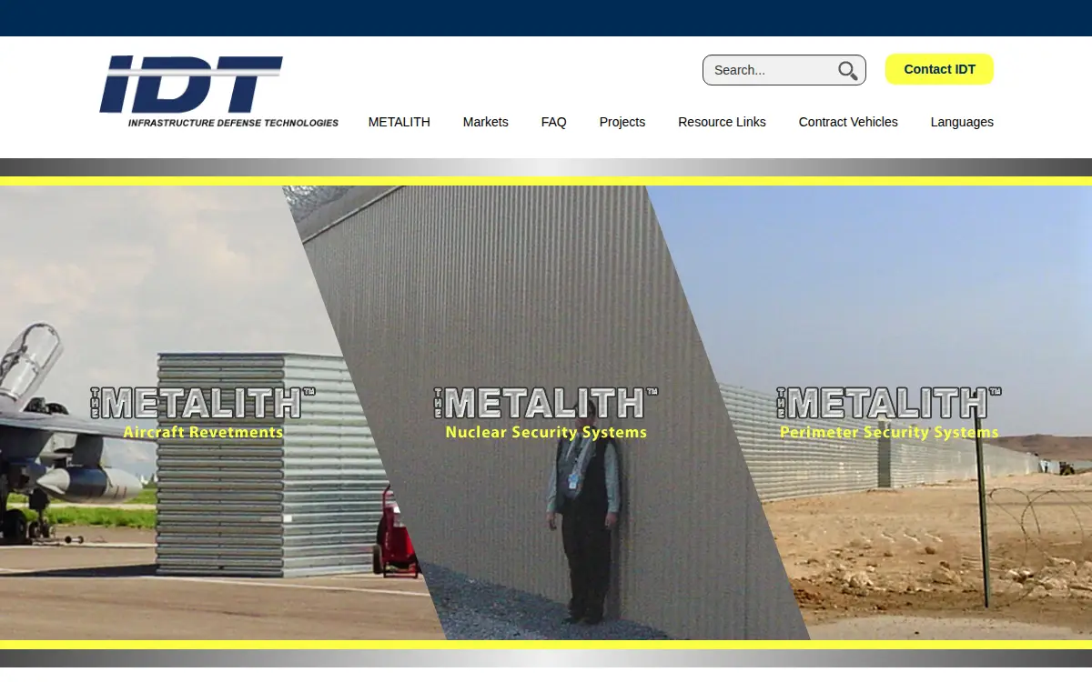 Homepage of Infrastructure Defense Technologies LLC
