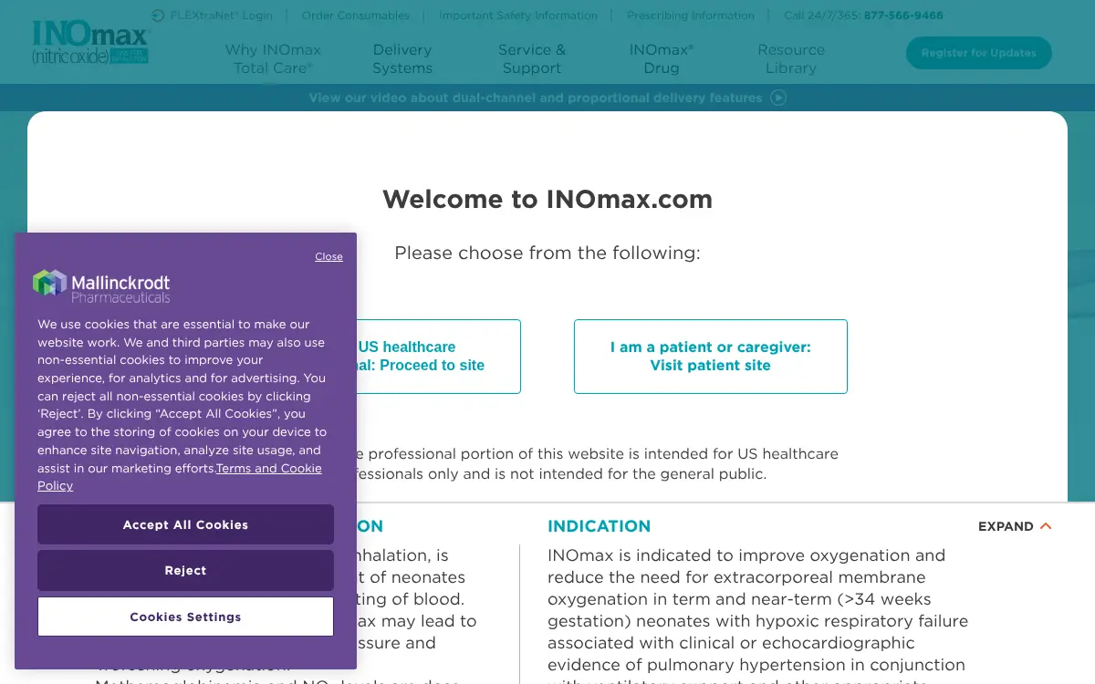 Homepage of Ino Therapeutics LLC