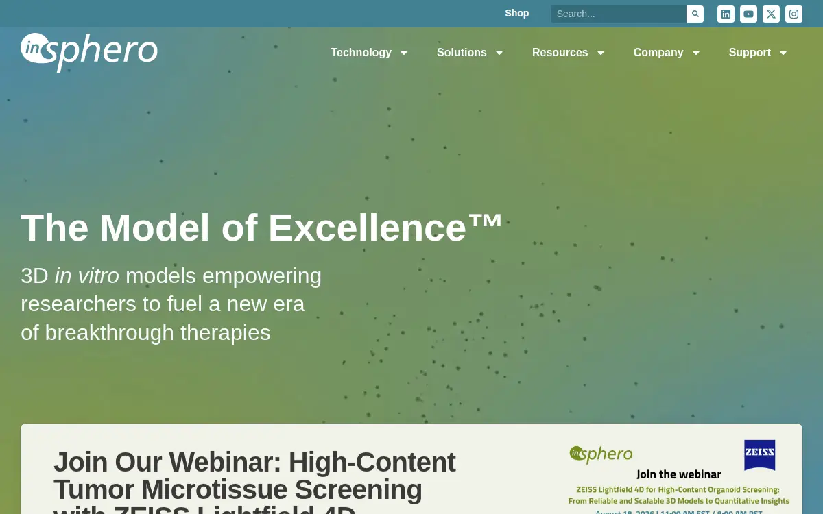 Homepage of Insphero, INC