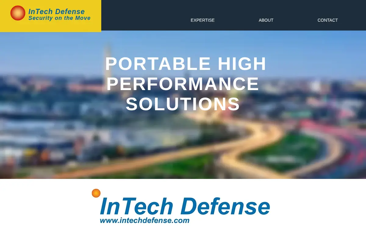 Homepage of Intech Defense, LLC
