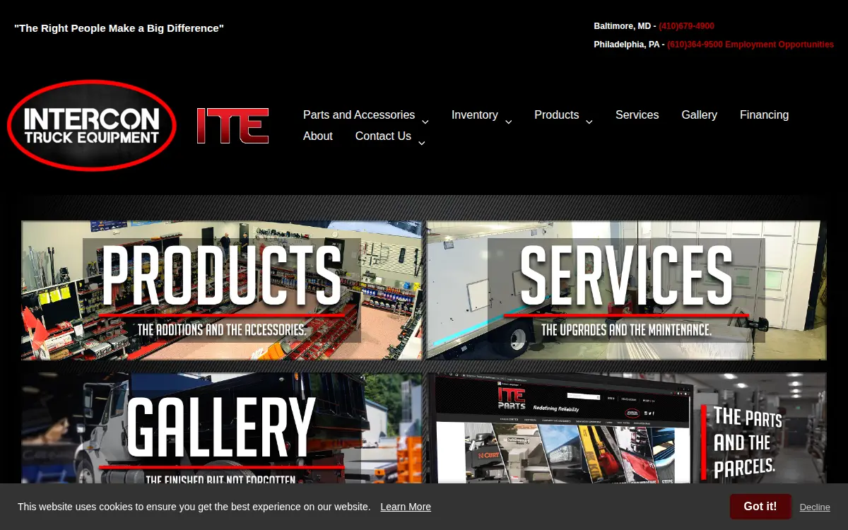 Homepage of Intercon Truck of Baltimore, INC.
