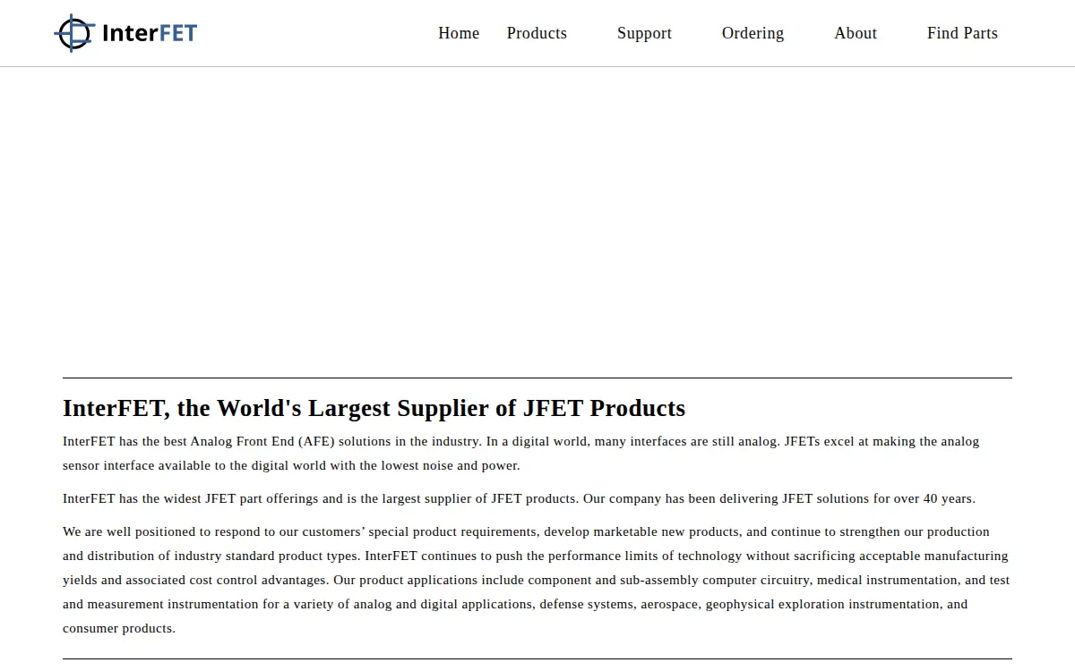 Homepage of Interfet Corporation