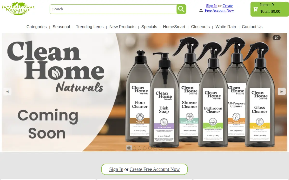 Homepage of International Wholesale, INC.