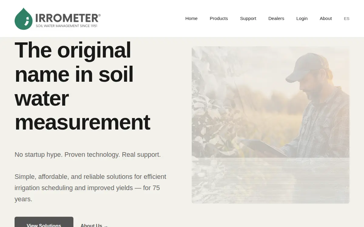 Homepage of Irrometer Company, INC.