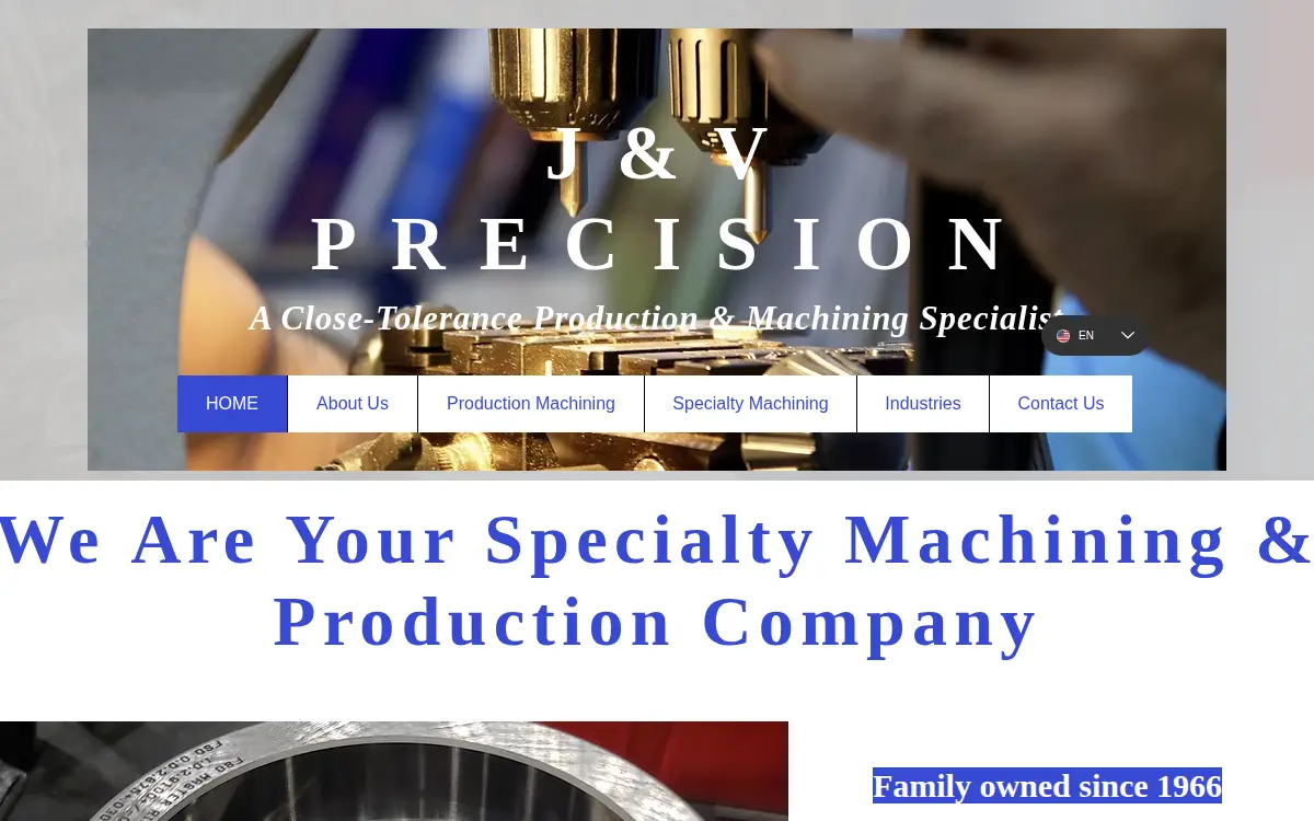 Homepage of J & V Precision, INC.