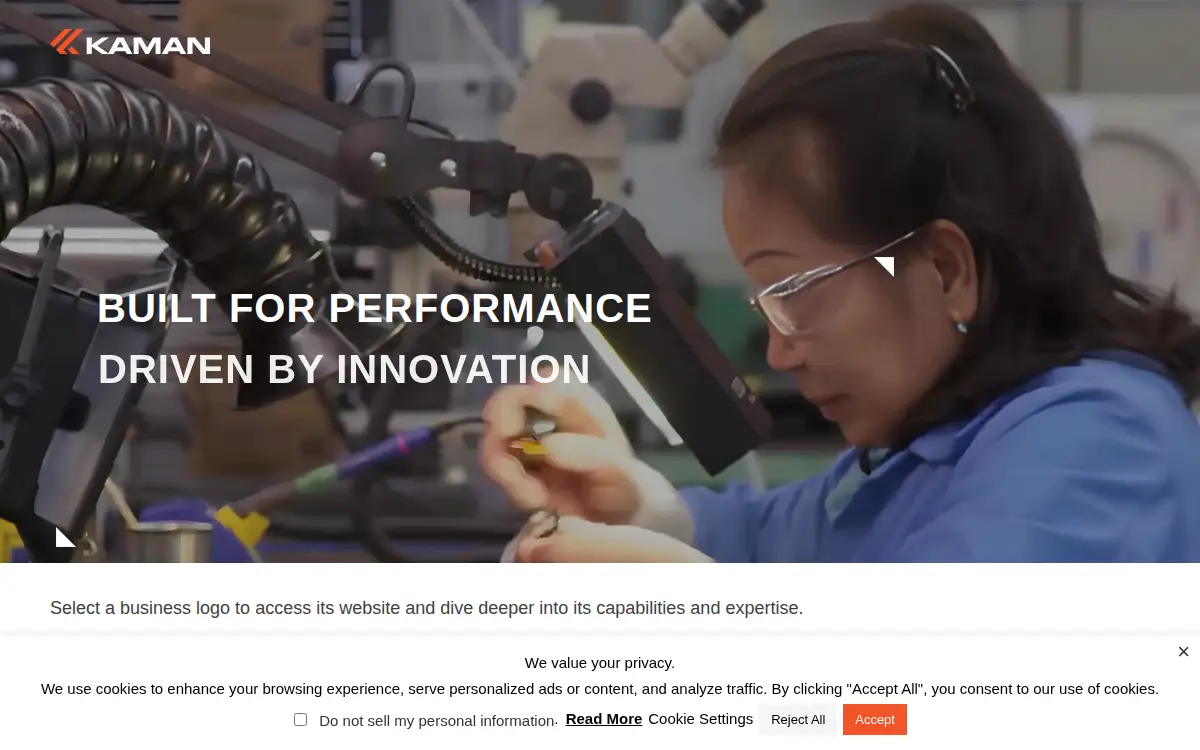 Homepage of Kaman Composites - Vermont, INC.