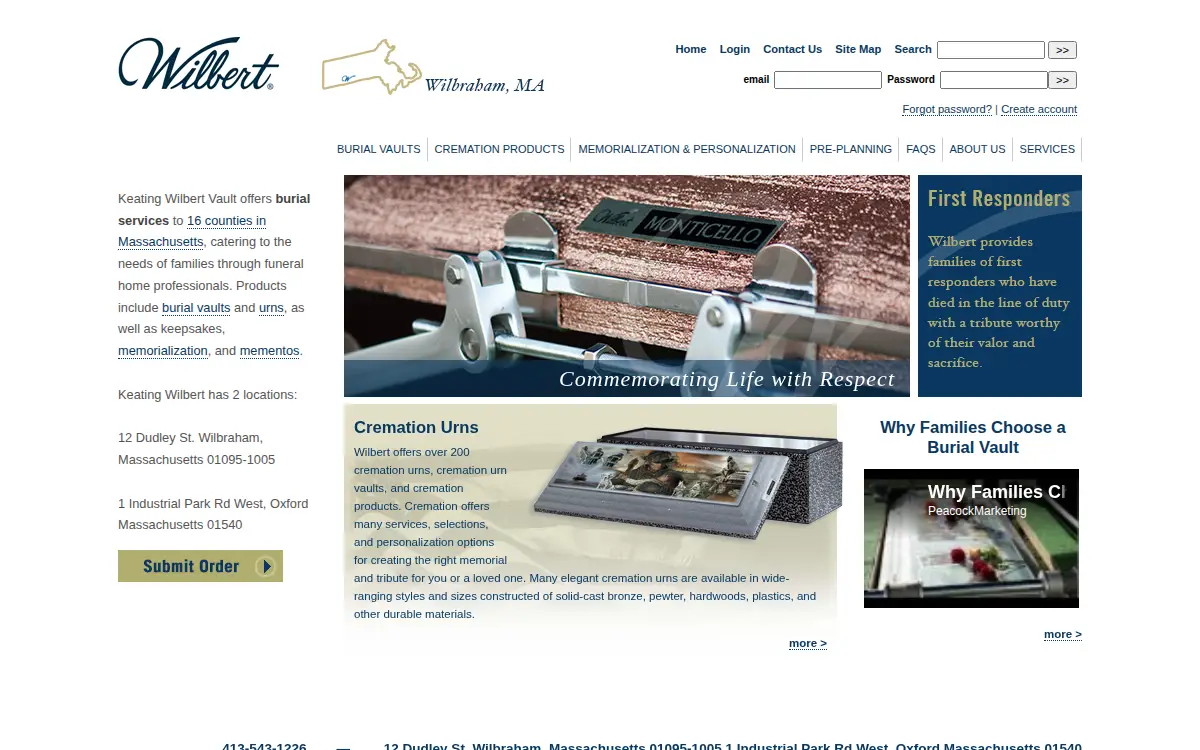 Homepage of Keating-wilbert Vault, INC.