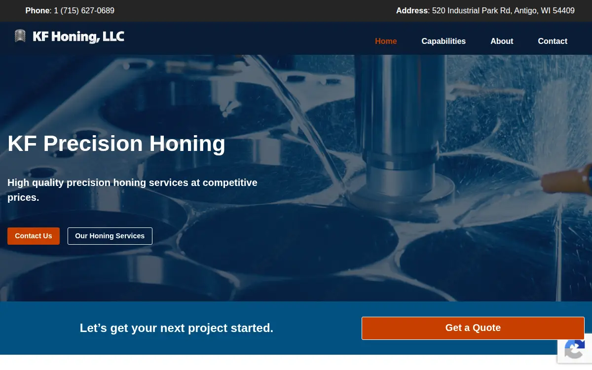 Homepage of Kf Precision Honing LLC