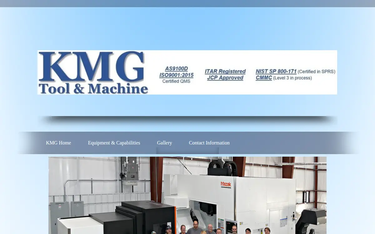 Homepage of Kmg Tool & Machine CO.