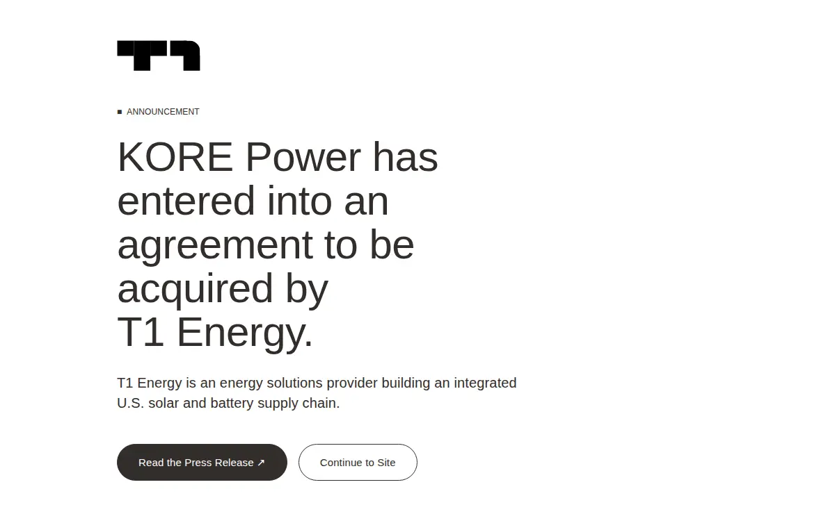 Homepage of Kore Power, INC.