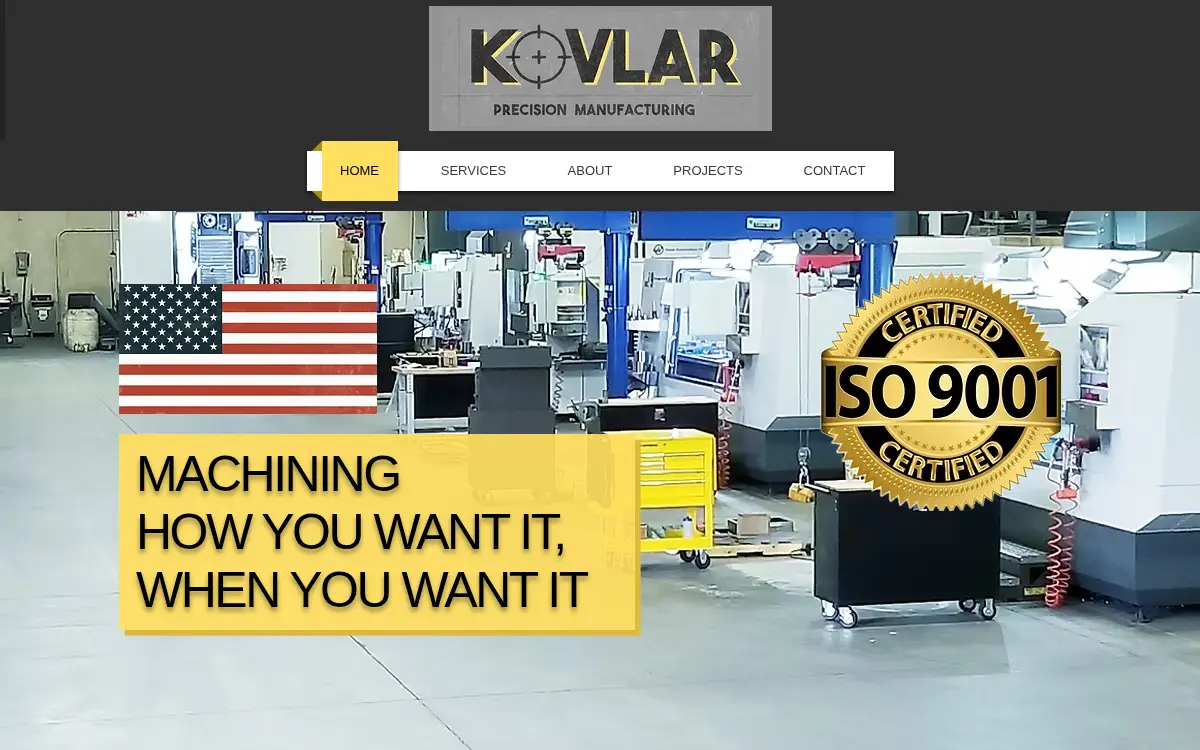 Homepage of Kovlar Precision Manufacturing, INC.