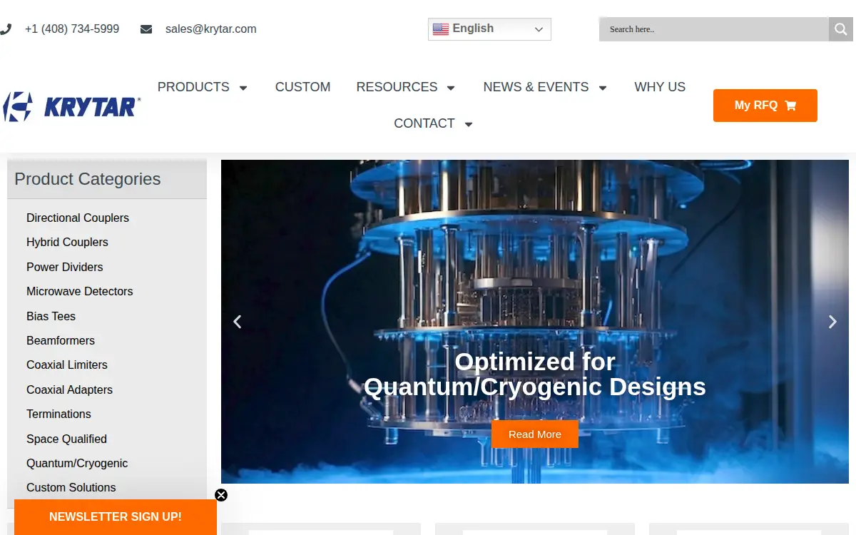 Homepage of Krytar, INC.