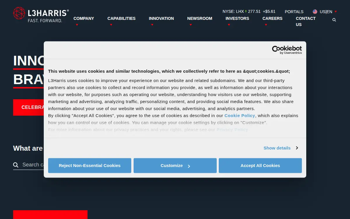 Homepage of L3harris Global Communications, INC.