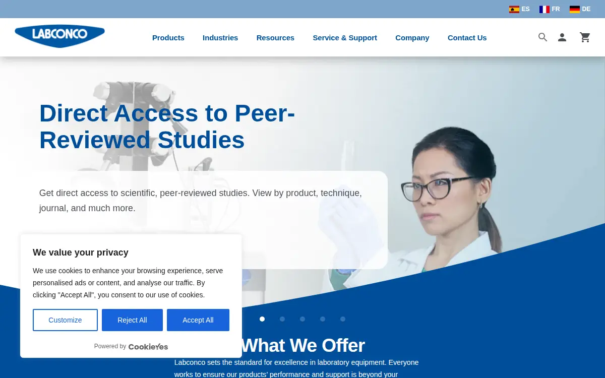 Homepage of Labconco CORP