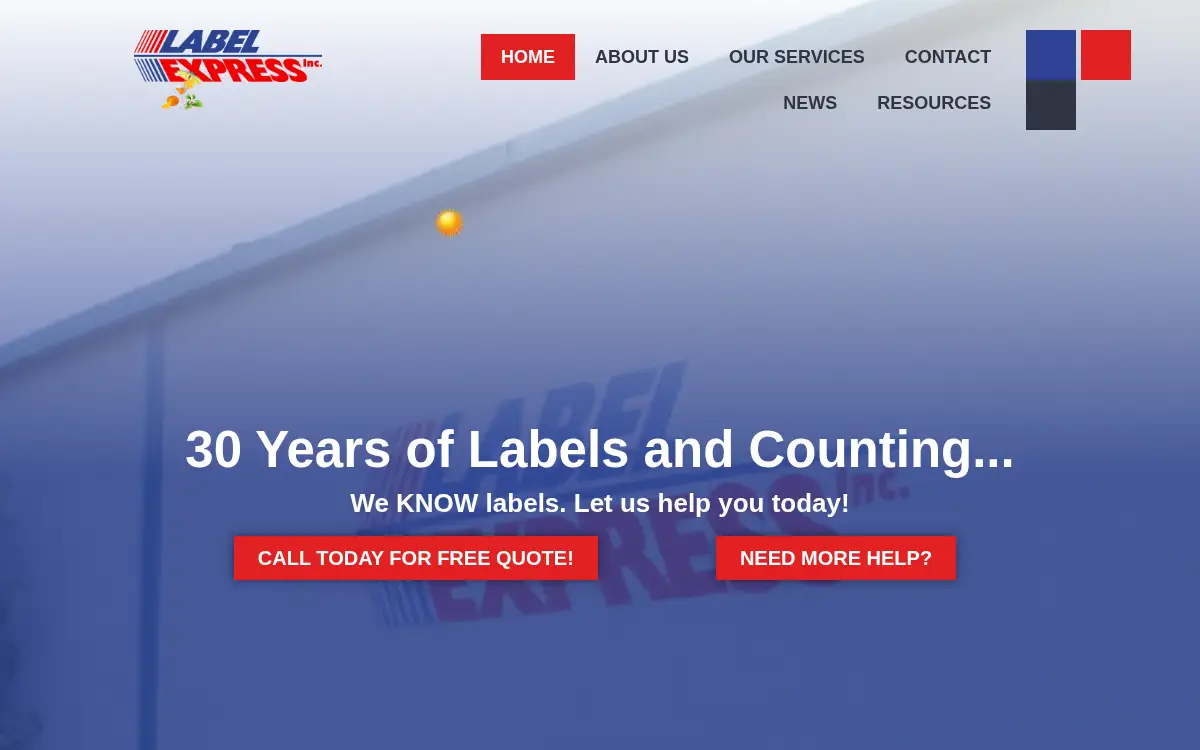 Homepage of Label Express, INC.