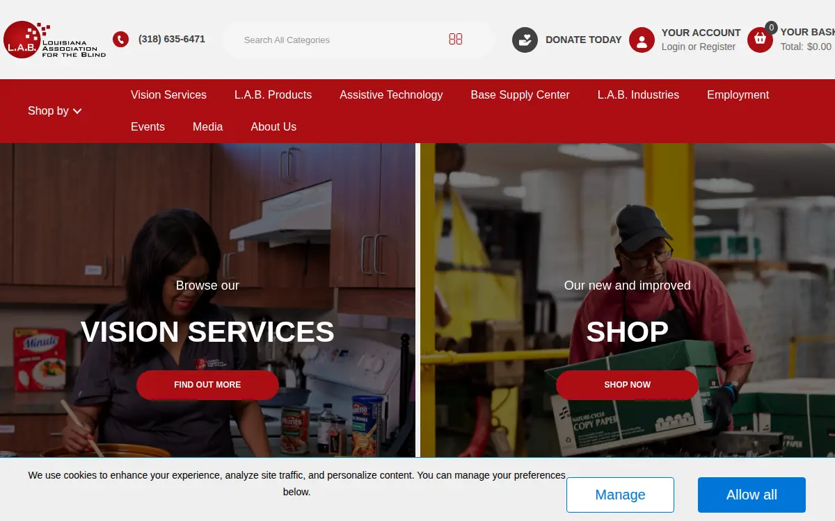 Homepage of Louisiana Association for the Blind