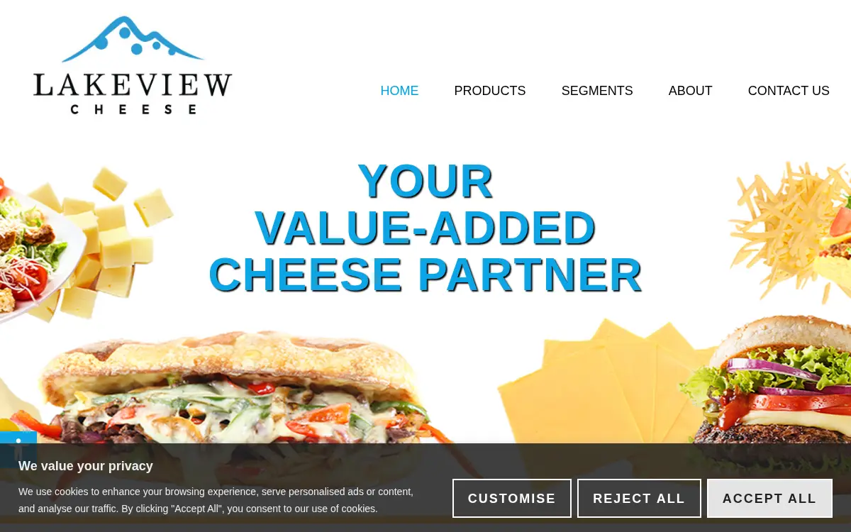 Homepage of Lakeview Cheese Products, LLC