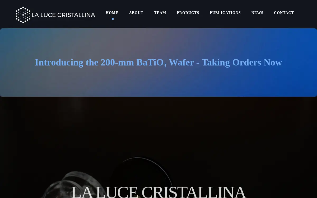 Homepage of La Luce Cristallina, INC.