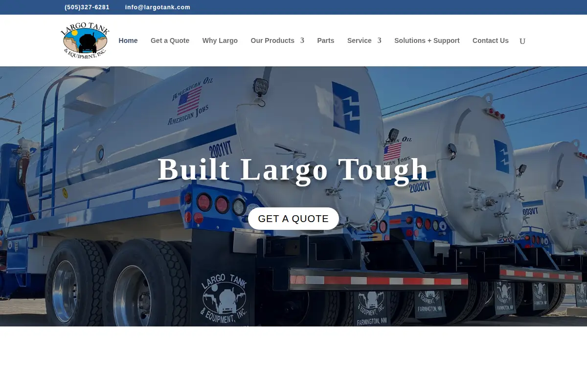 Homepage of Largo Tank & Equipment, INC.