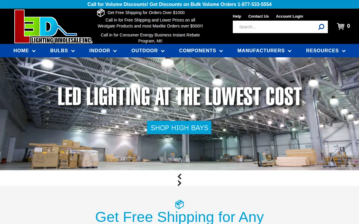 Homepage of Led Lighting Wholesale, LLC