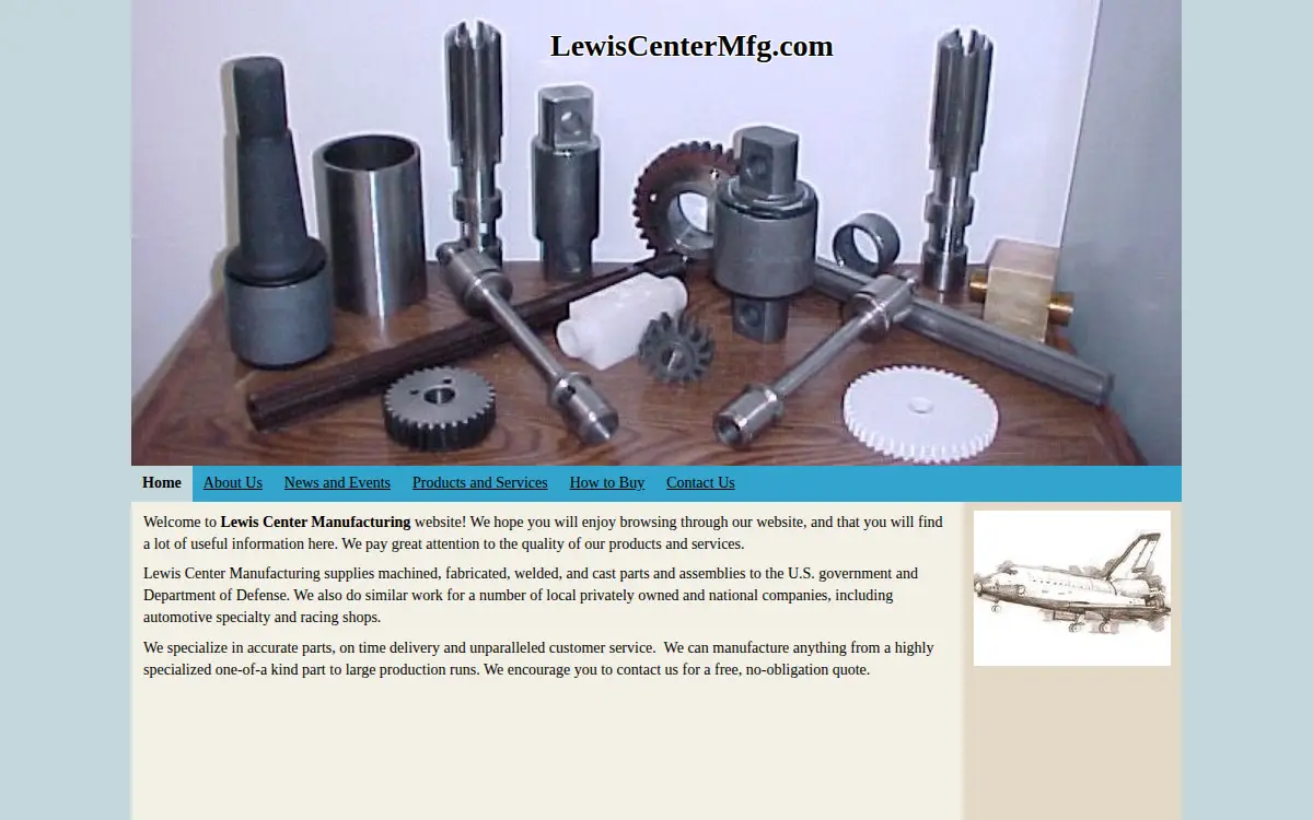 Homepage of Lewis Center Manufacturing LLC