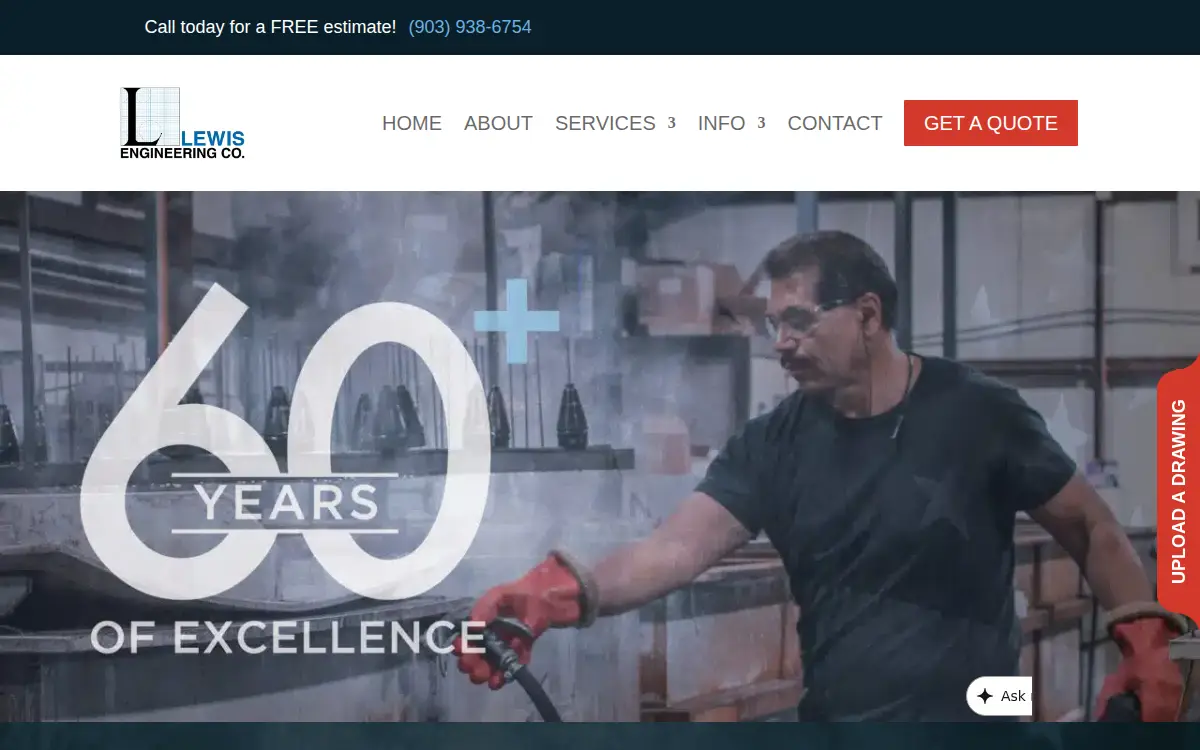 Homepage of Lewis Engineering Company