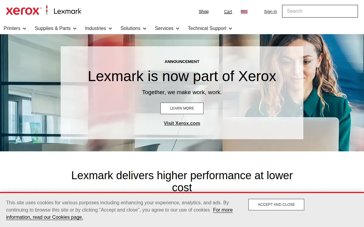 Homepage of Lexmark International, INC.