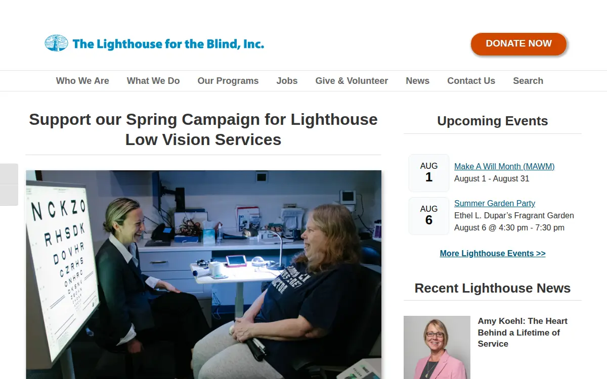 Homepage of The Lighthouse for the Blind, Incorporated