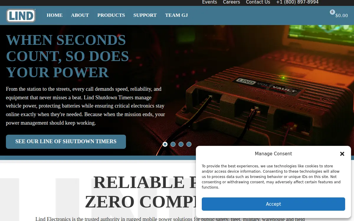 Homepage of Lind Electronics, LLC