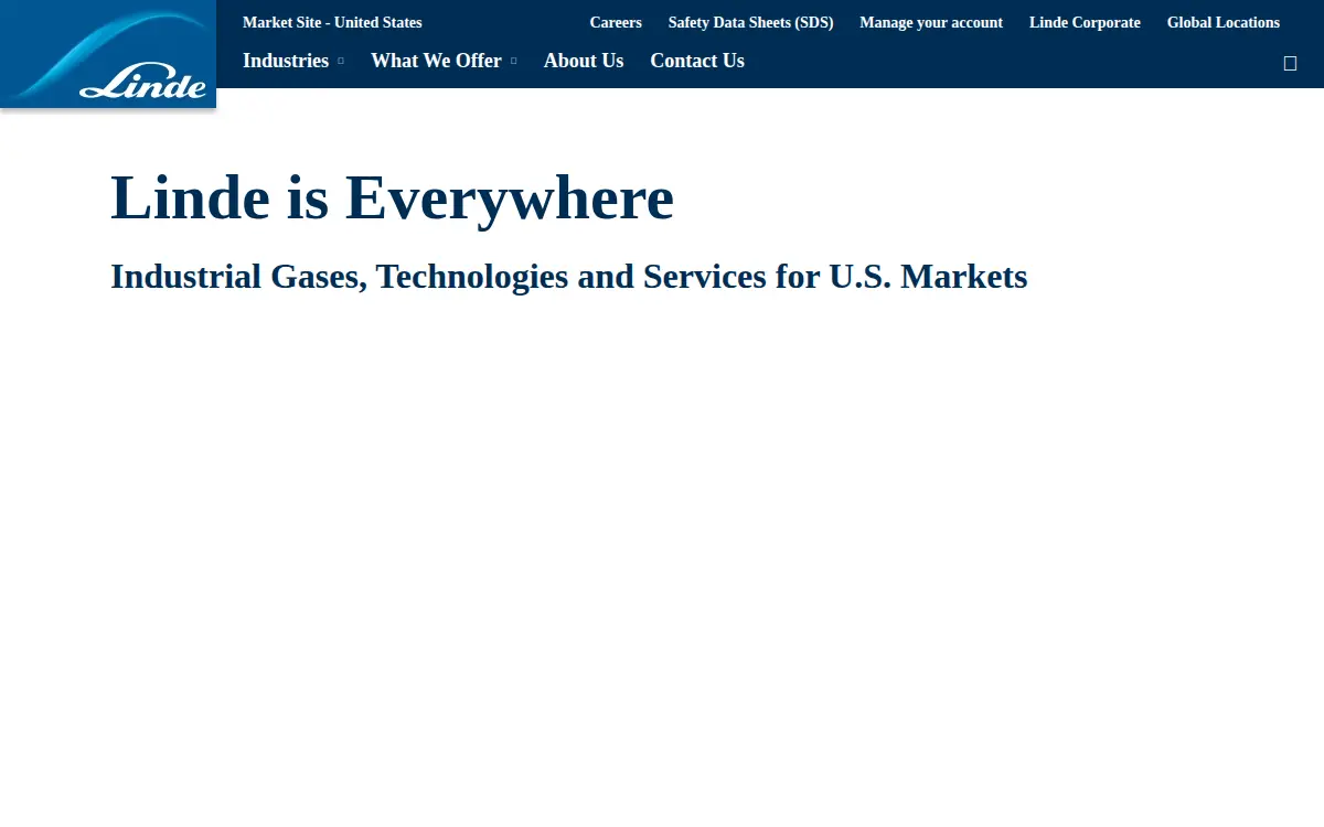 Homepage of Linde Gas & Equipment INC.
