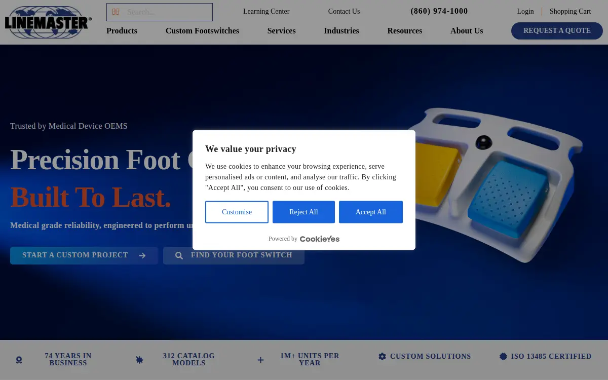 Homepage of Linemaster Switch Corporation