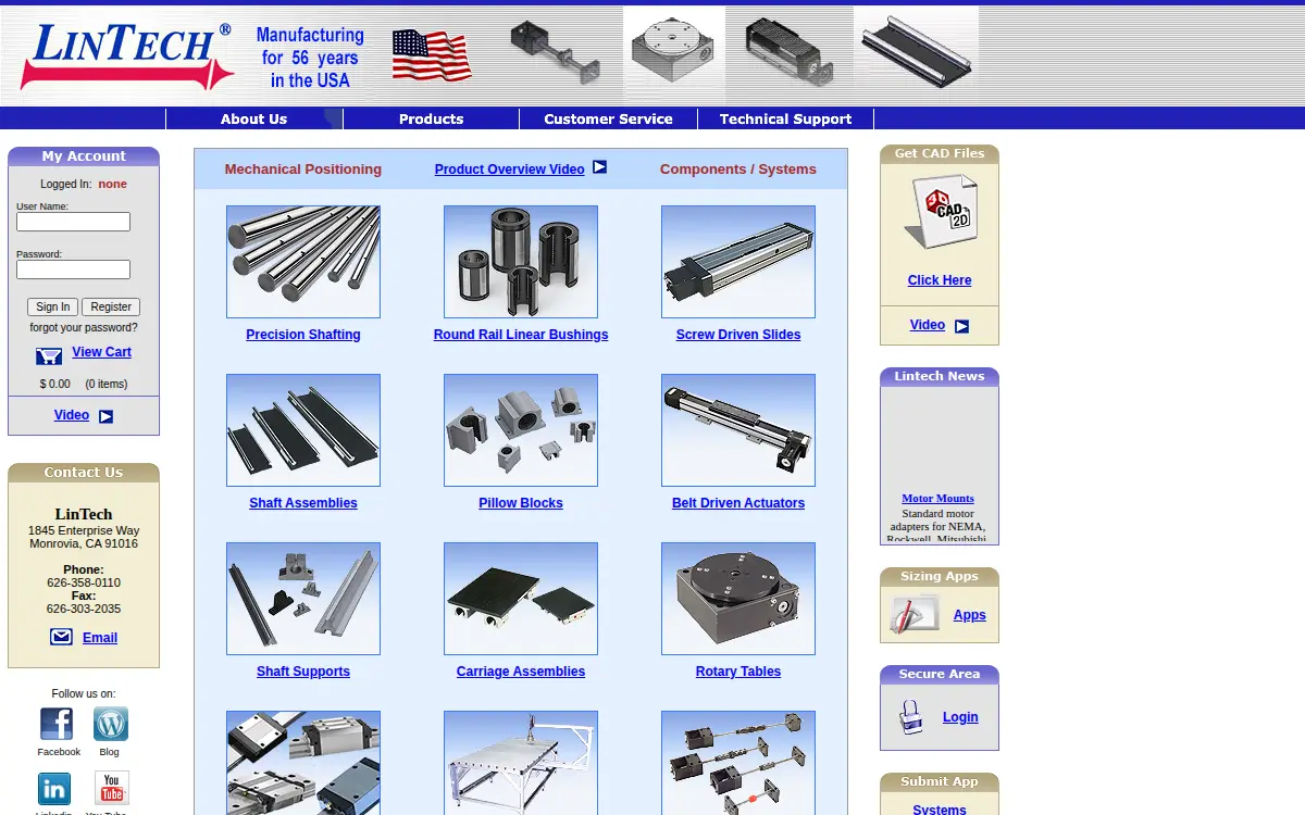 Homepage of Lintech Motion Control, INC