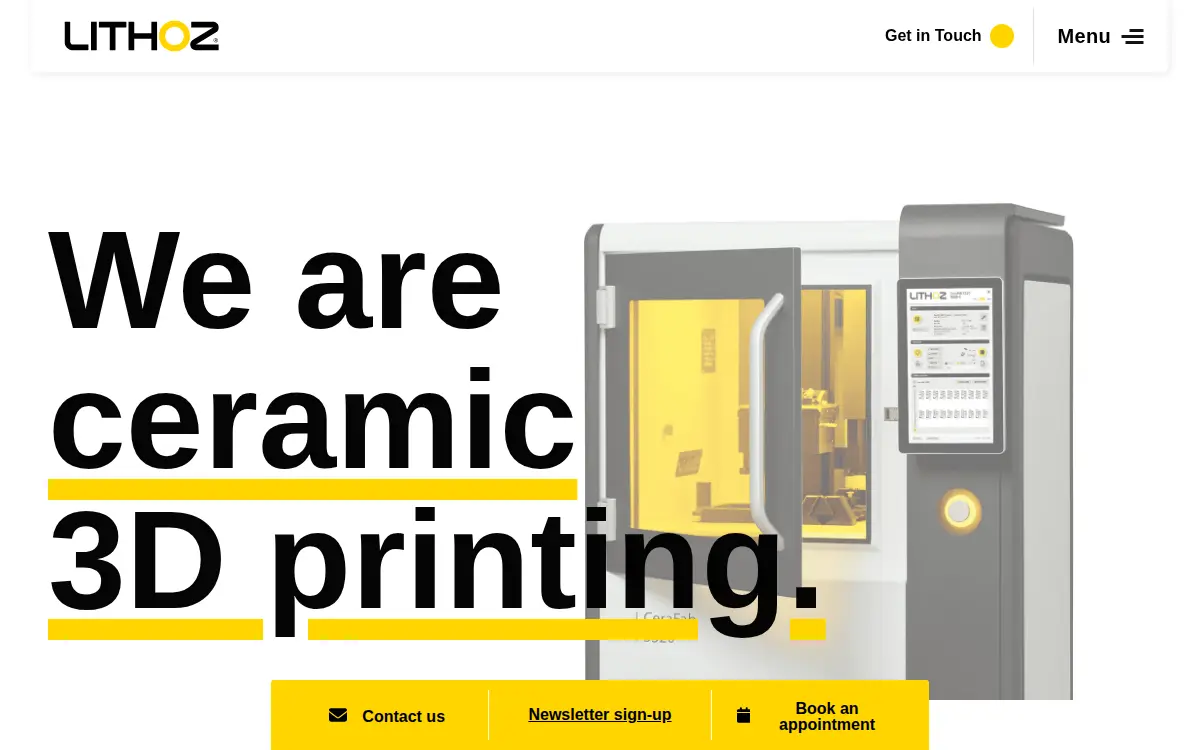 Homepage of Lithoz America, LLC