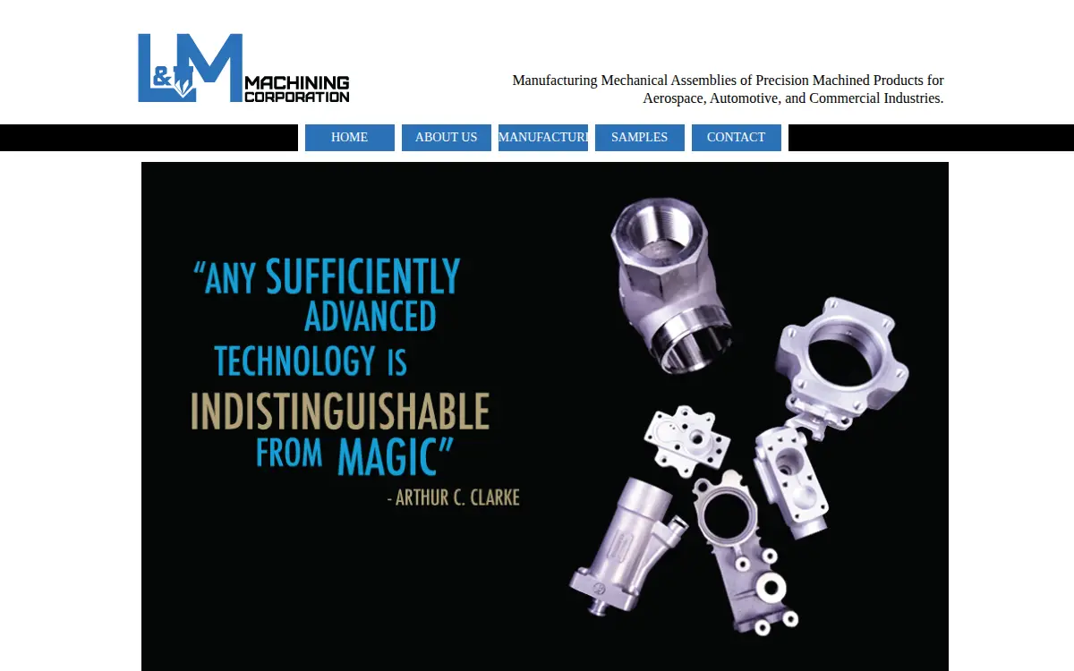 Homepage of L & M Machining Corporation