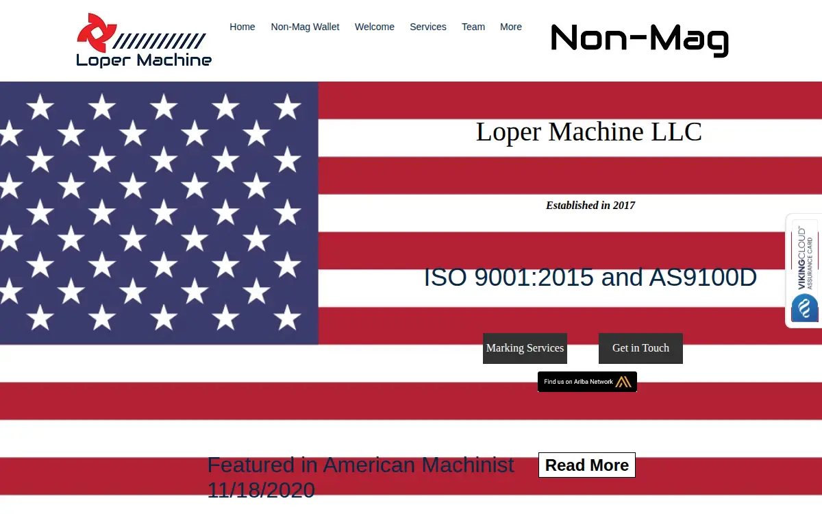 Homepage of Loper Machine LLC