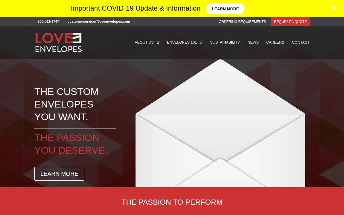 Homepage of Frank G Love Envelopes INC
