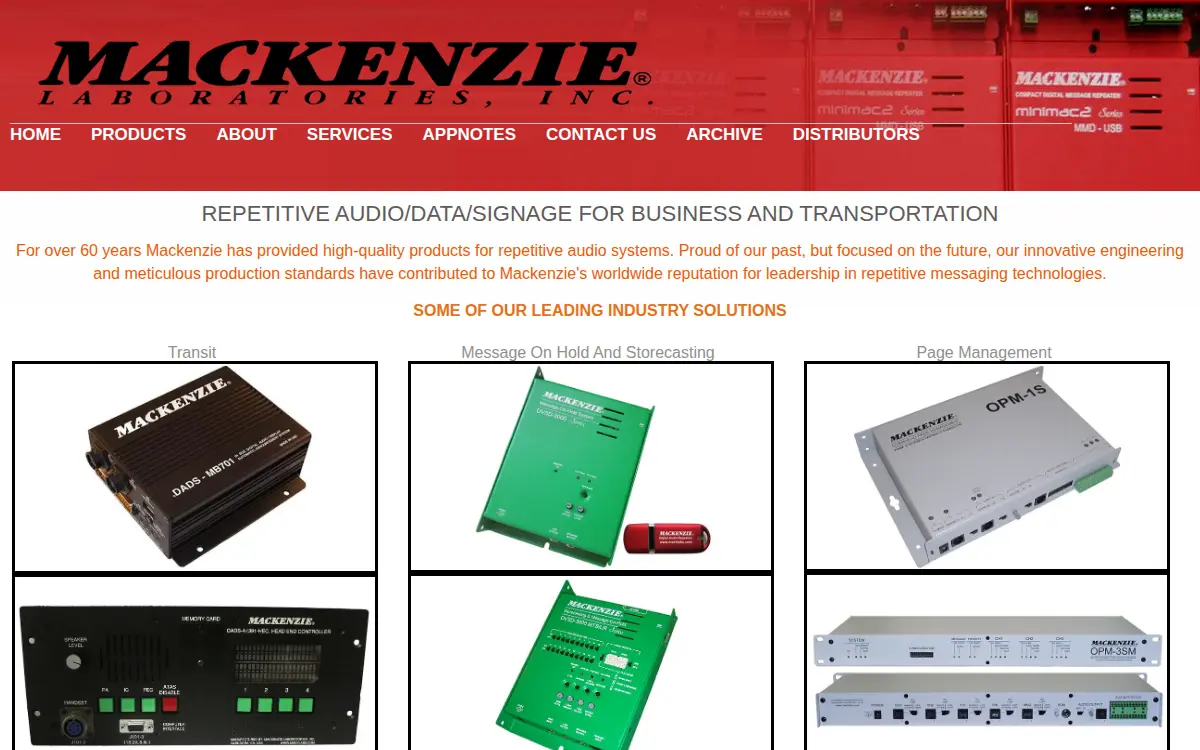 Homepage of Mackenzie Laboratories INC