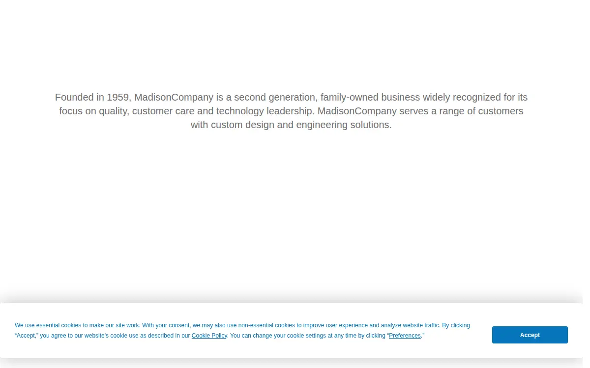 Homepage of Madison Company