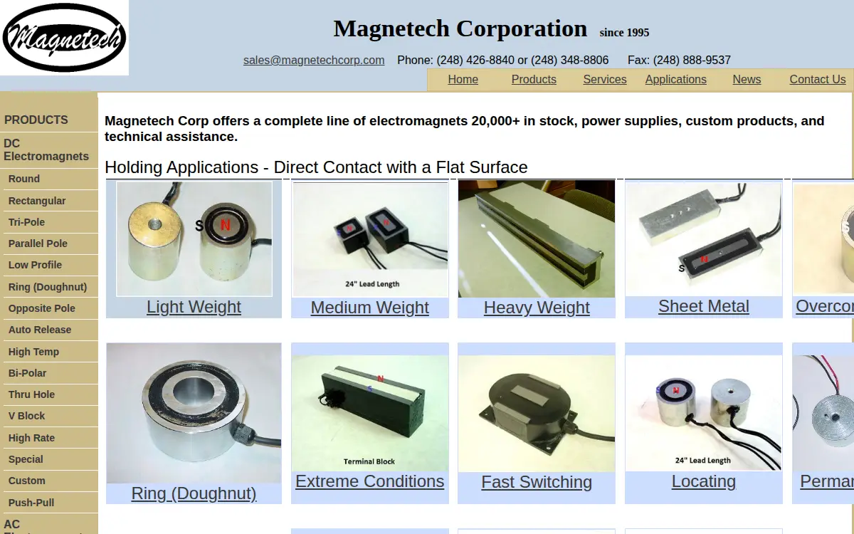 Homepage of Magnetech Corporation