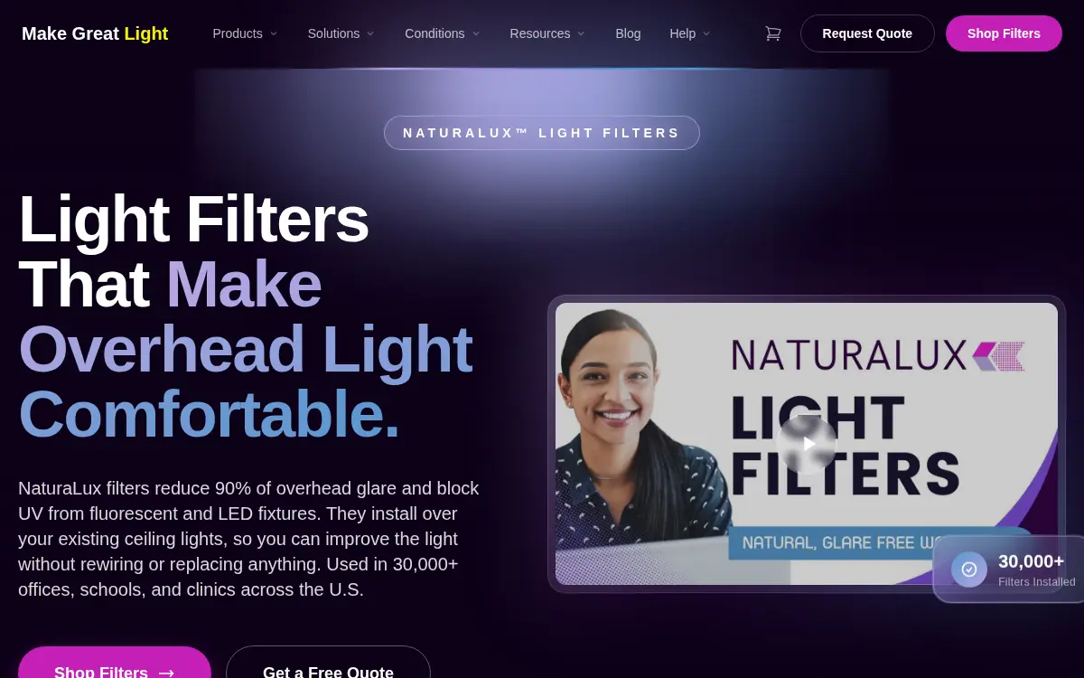 Homepage of Make Great Light LLC
