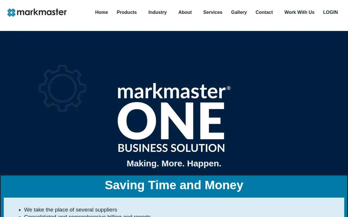 Homepage of Markmaster, INC.