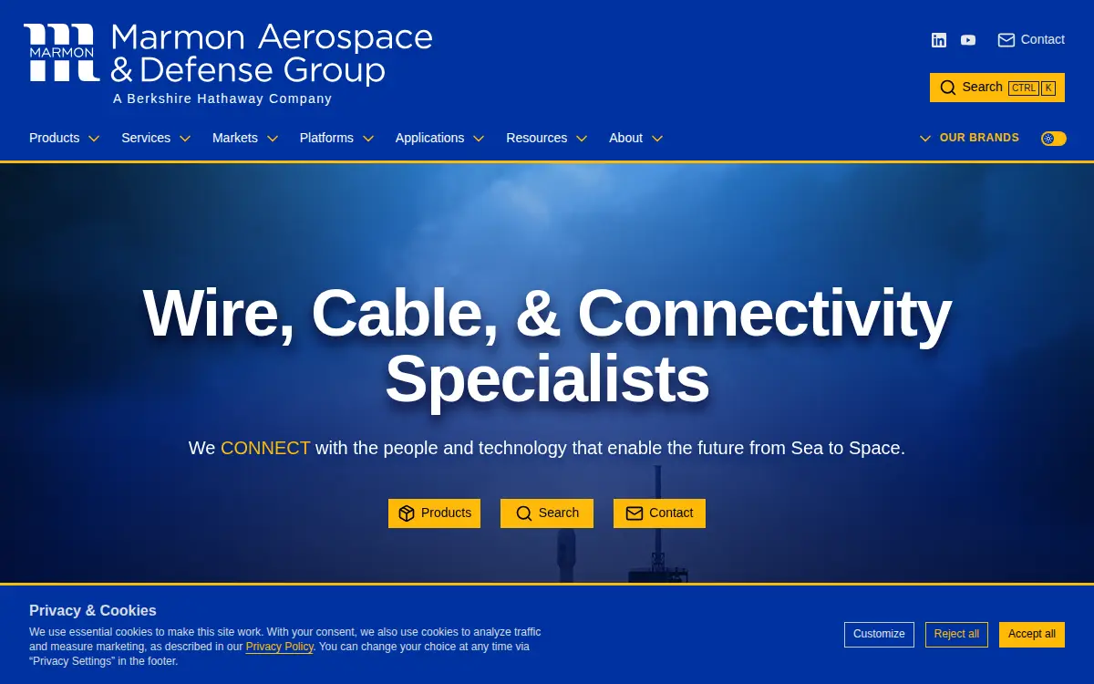 Homepage of Marmon Aerospace & Defense LLC