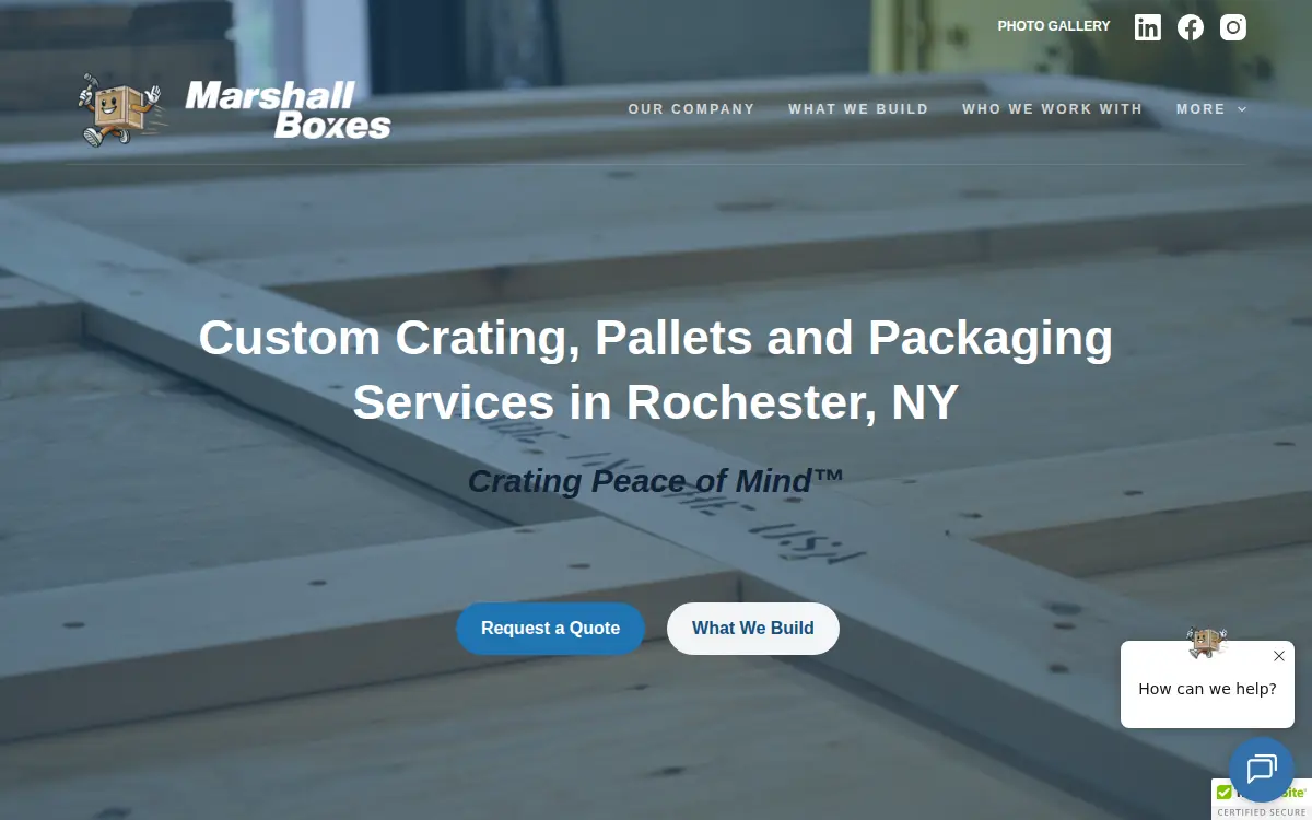 Homepage of Marshall Boxes, INC.