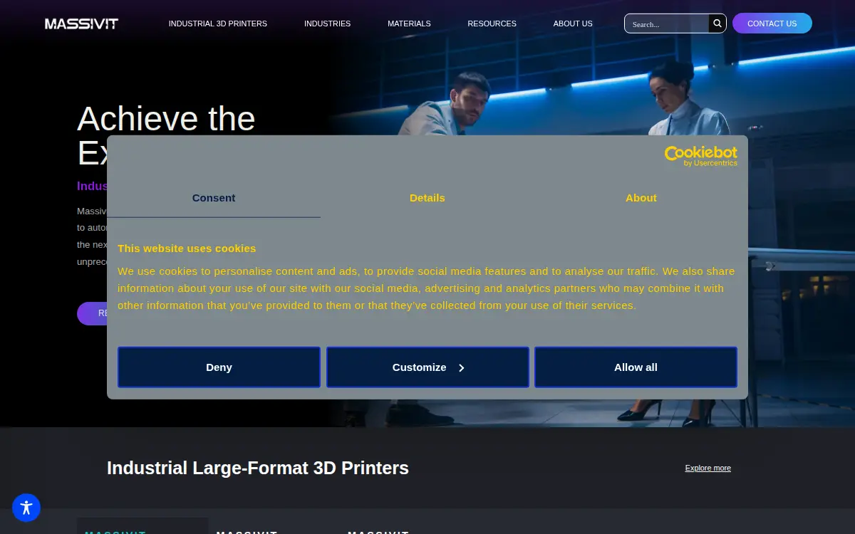 Homepage of Massivit 3d INC