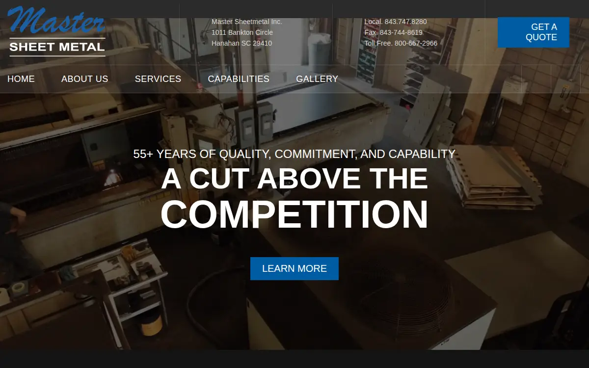 Homepage of Master Sheetmetal Works INC